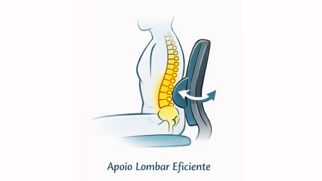 Como saber se sua cadeira é ergonômica: checklist prático, sinais de alerta e dicas para evitar dores nas costas 3 Apoio lombar eficiente