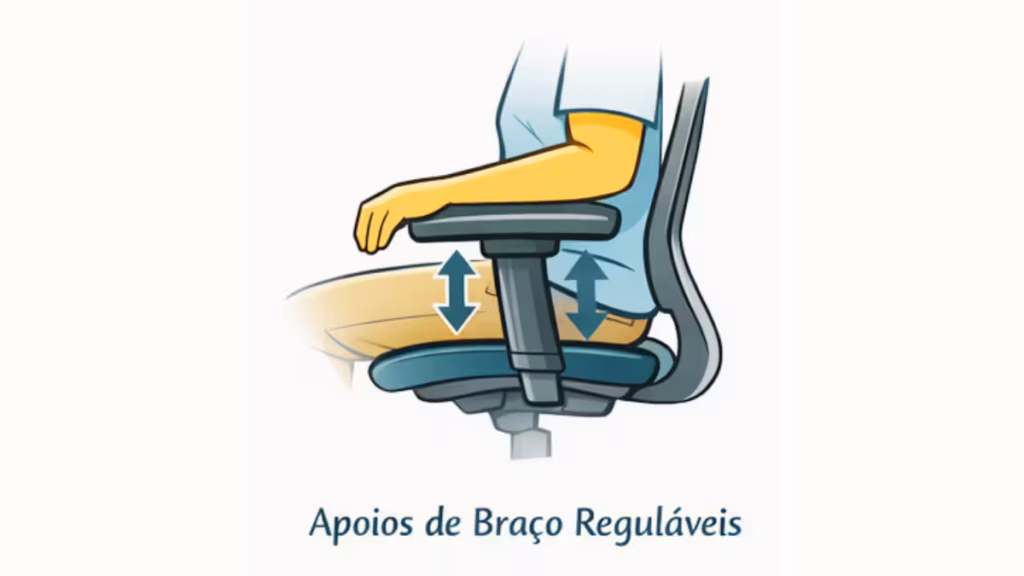 Como saber se sua cadeira é ergonômica: checklist prático, sinais de alerta e dicas para evitar dores nas costas 5 Apoios de braço reguláveis