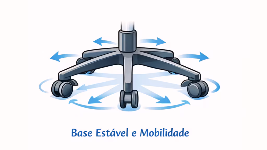 Como saber se sua cadeira é ergonômica: checklist prático, sinais de alerta e dicas para evitar dores nas costas 8 Base estável e mobilidade
