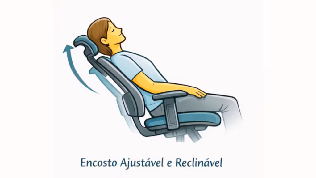 Como saber se sua cadeira é ergonômica: checklist prático, sinais de alerta e dicas para evitar dores nas costas 4 Encosto ajustável e reclinável