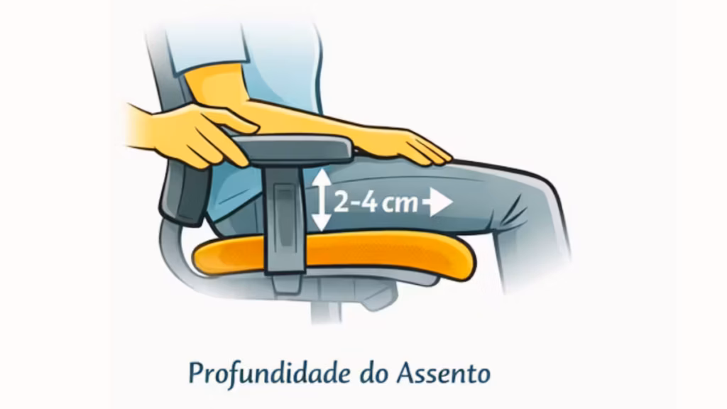 Como saber se sua cadeira é ergonômica: checklist prático, sinais de alerta e dicas para evitar dores nas costas 6 Profundidade do assento